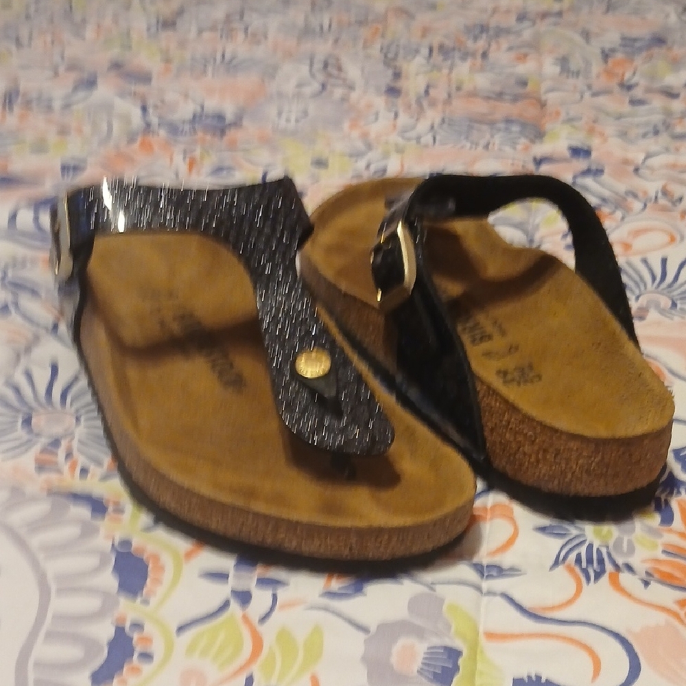 Birkenstock Gizeh Thong Sandals Black Shimmer